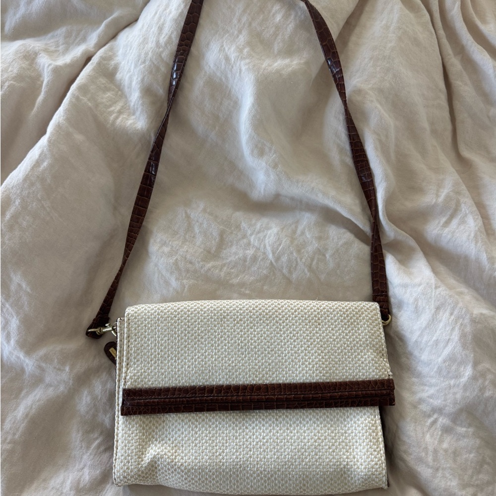 Liz Claiborne Cream Crossbody with Brown Croc-Effect Trim